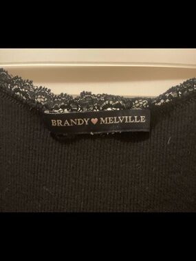 Brandy Melville Black Lace-Trim Ribbed Cami
